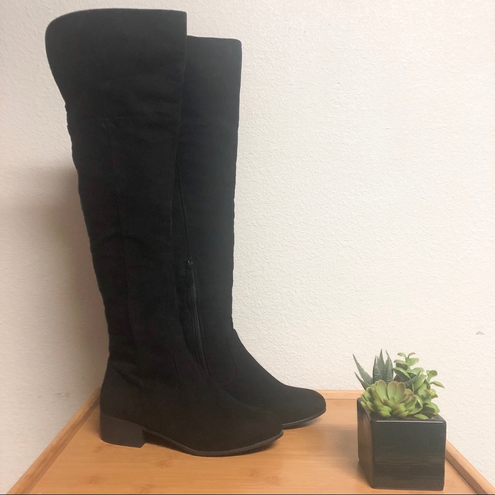 Faux Suede Knee High Boots